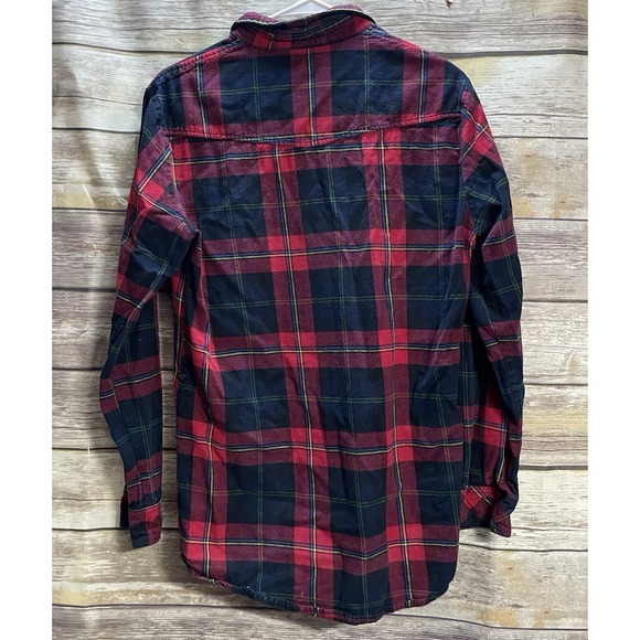 Matchstick Red Green Blue Checkered Flannel Women's Medium Thick Long Sleeve - Picture 2 of 5